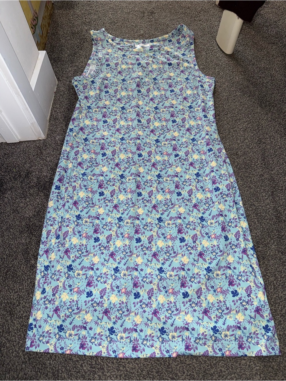 Columbia Floral Maxi Dress Womens Small Blue Purple Sleeveless Summer Dress